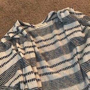 Navy Blue Striped Knit Sweater